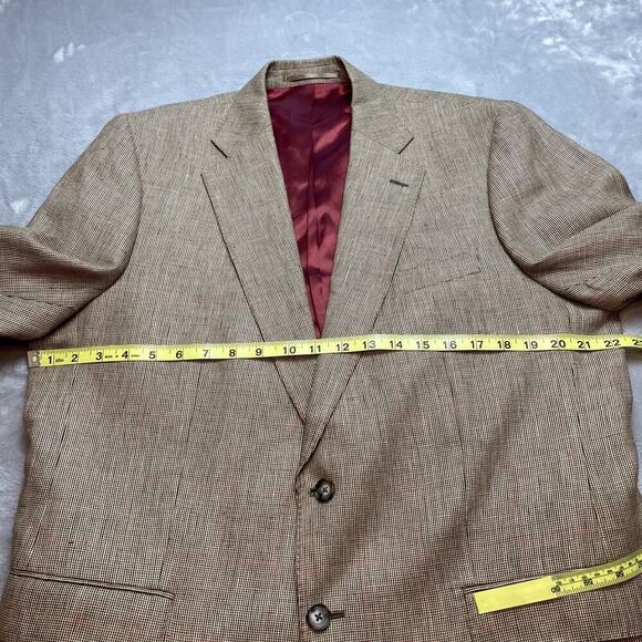 Joseph Turner Wool Linen Blazer Mens 44L Brown Tweed Surgeon Cuffs Portugal FLAW - Picture 9 of 14